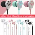Auricolari Cat Paw Cuffie intrauricolari stereo da 3,5 mm con microfono Auricolare sportivo alla moda con cavo per smartphone MP3 iPad PC Musica