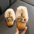 Pantofole in pelliccia per bambini di marca di lusso stivali retrò antiscivolo in cotone scarpe da