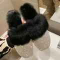 Pantofole da donna Ladies House Luxury 2023 strass Fur Crystal Winter Home Female Outdoor Mules