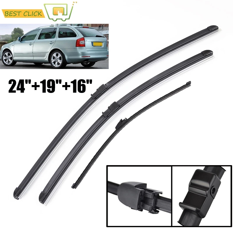 Misima Set spazzole tergicristallo per Skoda Octavia MK2 2004 - 2013 lunotto anteriore posteriore 2005 2006 2007 2008 2009 2010 2011 2012