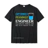 Funny Engineer Optimist Pessimist Glass T-Shirt Hot Sale Unique T Shirt Cotton Men's Tops Shirt