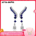 Blue Sapphire Sterling Silver Earring Classic Charming Style S925 Created Sapphire Women Wedding