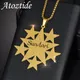 Atoztide Personalized Custom Name Necklace for Women Men Stainless Steel Frosted Star Link Chain