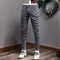 Jeans da uomo firmati di moda Jeans strappati Slim elasticizzati grigi retrò pantaloni elastici da