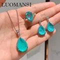 Luomansi Luxury 925 Sterling Silver Paraiba Tourmaline Gemstone Earrings/Pendant/Necklace/Ring