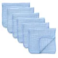 Muslin Burp Cloths 6 Pack Large 100% Cotton Hand Washcloths 6 Layers Extra Absorbent and Soft (Blue