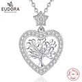 EUDORA 925 Sterling Silver Tree of Life Necklace Oak Tree CZ Pendant Nature Jewelry Bride Birthday