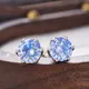 0.5/1 carat Royal blue Moissanite Studs Earrings for Men Women S925 Silver Platinum Plated Bride