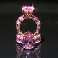 Vintage Water Drop 8ct Pink Diamond Cz Ring 925 Sterling Silver Engagement Wedding Band Rings for