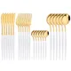 Set di posate per stoviglie in oro bianco da 6 persone specchio occidentale stoviglie in acciaio inossidabile coltello forchetta cucchiaio posate posate da cucina posate