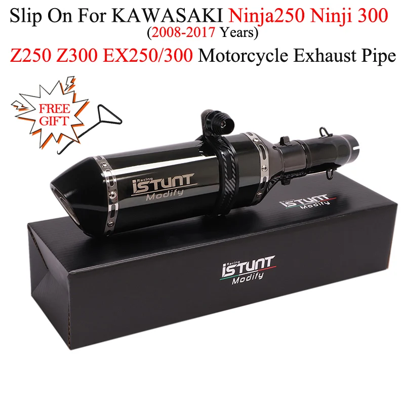 Slip On Per Kawasaki Ninja 250 Ninja 300 Z250 Z300 EX250 Moto Di Scarico Fuga Modificato Centrale di Collegamento Tubo Silenziatore DB Killer