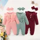 Newborn Baby Girl Romper Long Sleeved Ruffle Bodysuit with Headband Autumn & Winter Onesie Outfit