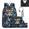 3PC-SET One Piece Luffy Schoolbag Recharged Backpack Student One Piece Backpack Boys Girls Anime