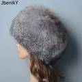Fashion Real Fur Hats Winter Hats For Women Natural Fox Fur Beanies Real Fox Bomber Hat Fluffy
