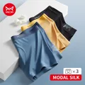 MiiOW 3Pcs Modal Nature Silk Men Underwear Boxer Smooth Soft Seamless Men's Panties Boxers Shorts