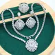 Shining 925 Silver Jewelry Sets for Women Wedding Bride White Topaz Necklace Pendant Earring Ring