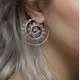 1Pair Stainless Steel Indian Spiral Lotus Flower Surya Leaf Heart Earrings Hoop Piercing Ear Tunnel