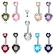 14G Heart Zircon Belly Piercing Belly Button Rings 316L Surgical Steel Navel Buckle Belly Button