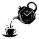 Creative Coffee Cup Teapot Wall Clock 3D Acrylic Kettle Shaped Wall Clocks for Office Home Kitchen