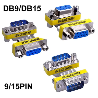 MINI DB9/DB15 9/15Pin Female/Female/Male Gender Changer VGA Plug connector Adapter D-Sub RS232