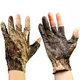 1 Pair 3 Finger Cut Fishing Gloves Anti-Slip Camo Camouflage Outdoor Hunting Fishing Gloves For Men