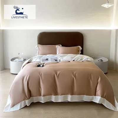 Liv-Esthete 100% Silk Bedding Set Mulberry Silk Beauty Brown Quilt Cover Set Bed Sheet Pillowcase Queen King Soft Bed Linen Sets