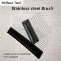 Stainless Steel Art Tooth Comb Brush Cloth Pattern Paint Brush Linen Stripe Modeling Art Paint