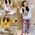 Disney Girl Daisy Printed Spring and Autumn Bag Pajamas Women Cute Cartoon Long Sleeve Long Pants