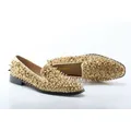 Luxury Gold Spiked Men Loafers Shoes Super Stars Bling Sequins Banque Wedding Shoes Slip On Rivets