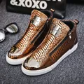 2023 New Luxury Glitter Snake Designer Shoes Men Gold High Top Original Men's Sneakers Fashion