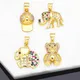 OCESRIO Multicolor Zircon Bear Pendant for Necklace Copper Gold Plated Cap Elephant Animal Jewelry