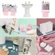 1:12 Dollhouse Miniature Hand Sink Shaver Set Brush Razor Towel Makeup Rack Bath Set Bathroom Model