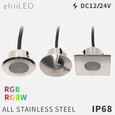 etrnLED Outdoor Garden Lights Waterproof Ground Spot 12V 24V Recessed Exterior Floor Terrace Deck Driveway Lawn Lamp RGB IP68