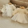 Newborn Girl Dresses Spring Cute Baby Wear Christening Party Wedding Dress Baby Girl Romper Infantil