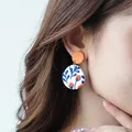 Trendy Classic Bohemiam Multi Shapes Drop Big Size Bright Color Leaf Dangle Polymer Clay Earrings