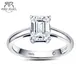AnuJewel 6x8mm 2ct Emerald Cut Moissanite Engagement Wedding Ring 925 Sterling Silver Rings For