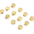 1PC Stainless Steel Beads Flat Round Gold Color Aries Sign Of Zodiac Constellations 10mm Dia. Hole: