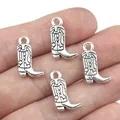 20 Pieces/lot 11mm*18mm Antique Silver Plated Metal Diy Charm Cowboy Boots Shoe Charm For Diy Making