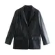 PB&ZA 2023 Autumn/Winter New Unisex Fashion Versatile Commuter Loose fitting PU Faux Leather Suit