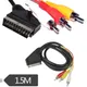 1.5M RGB SCART Plug Male to 3 RCA Female A/V Adaptor Converter Scart to RCA Triple 3 x Phono Cable