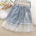 Girls Denim Skirts Summer Clothing For 3 To 10 Years Children Fashion Dresses Outfits Baby Kids Lace