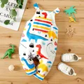 PatPat Baby Boy All Over Multicolor Dinosaur Print Sleeveless Jumpsuit Overalls Soft and Comfortable