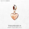 Rose Gold Color Heart Pendants Charm 925 Sterling Silver Women Jewelry Winter New Romantic Gift