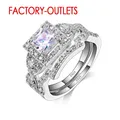 925 Sterling Silver Needle Engagement Ring Romantic Fashion Jewelry Elegant Crystal Bezel Setting