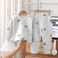 Boys Girls Pure Cotton Autumn Clothes Children Long Johns Suit Child Baby Pajamas Kids Home Clothes