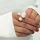 Fashion Simple Gold Color Simulated Pearl Adjustable Anillos Open Rings for Women Wedding Jewelry