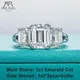 AnuJewel 5cttw Emerald D Color Moissanite Engagement Ring 925 Sterling Silver Three-Stone Ring For
