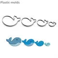 Four Specifications Cartoon Sea Animals Blue Whale Plastic Mold Cake Fondant Tools Cookie Sushi and