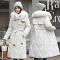 Warm Jacket Women Long Parka Coat 2023 New Winter Coats Slim Down Cotton Thick Jackets Fur Collar