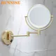 Brushed Gold LED Bathroom Mirrors Quality Brass Folding Magnifying Hotel Bathroom Makeup Mirror LED